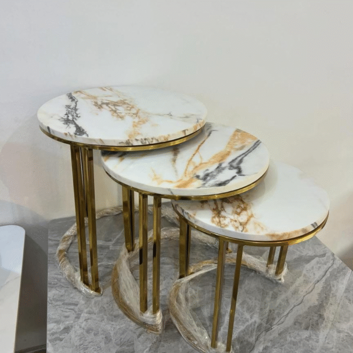 Marble Top 3 in 1 side stool Table  CTM300030 - Image 1