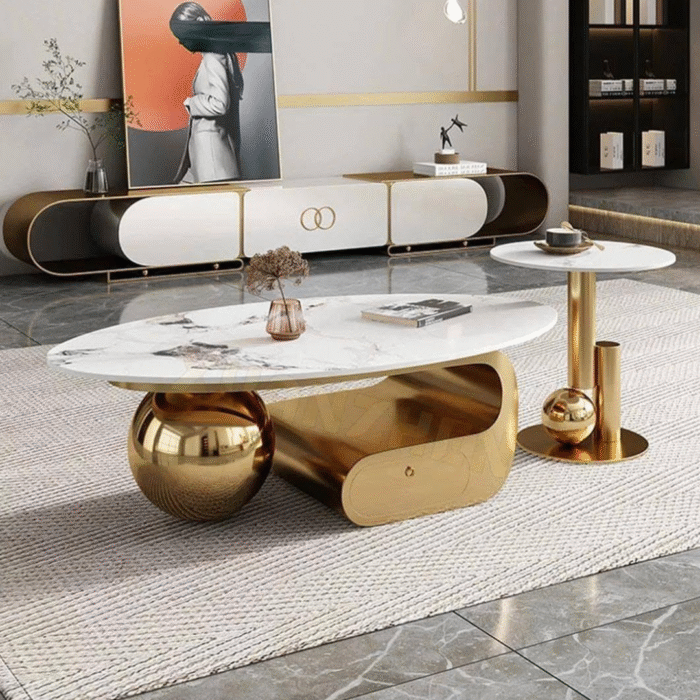 Marble Center Table  ( gold frame)CTM300044 - Image 1