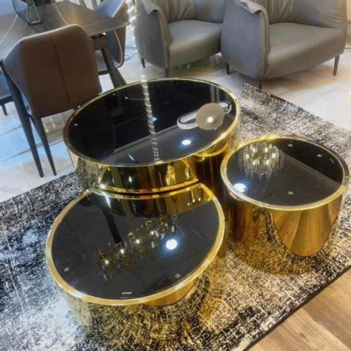 Glossy top glass table ( gold frame)CTM300048 - Image 1